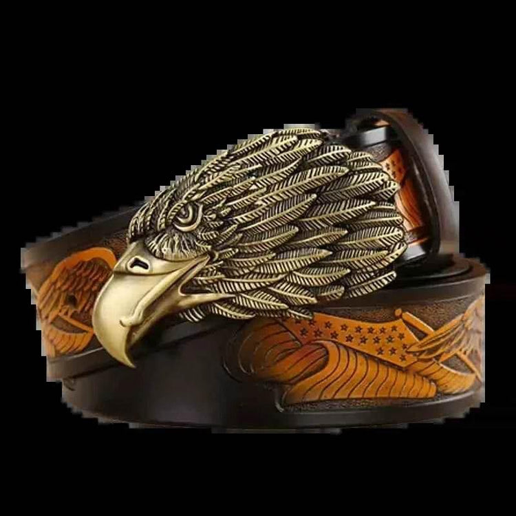 Brown Leather Eagle Belt Mens Fashion - GiFTiFY