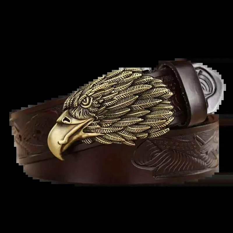Brown Leather Eagle Belt Mens Fashion - GiFTiFY
