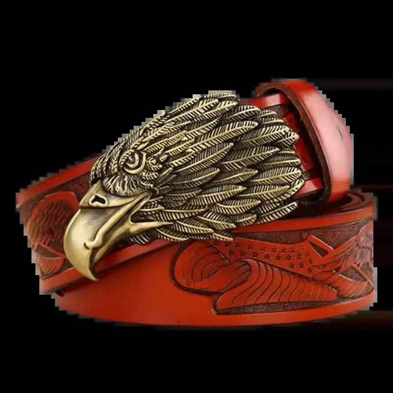 Brown Leather Eagle Belt Mens Fashion - GiFTiFY