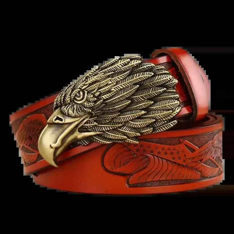 Brown Leather Eagle Belt Mens Fashion - GiFTiFY