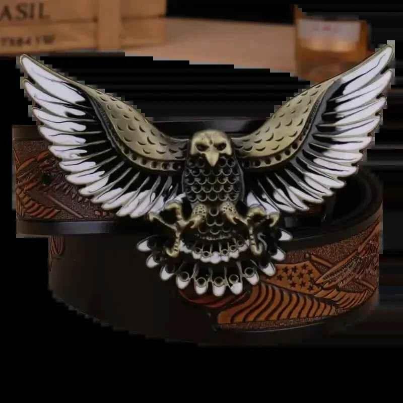 Brown Leather Eagle Belt Mens Fashion - GiFTiFY