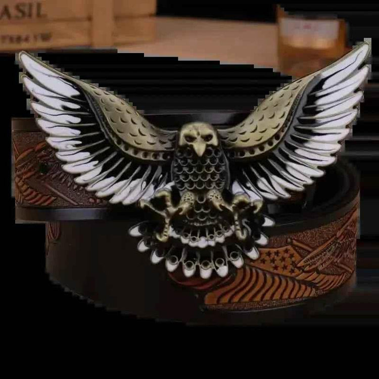 Brown Leather Eagle Belt Mens Fashion - GiFTiFY