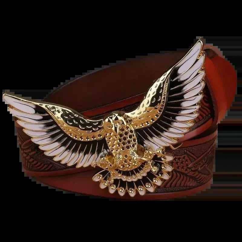 Brown Leather Eagle Belt Mens Fashion - GiFTiFY