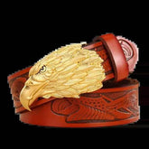 Brown Leather Eagle Belt Mens Fashion - GiFTiFY