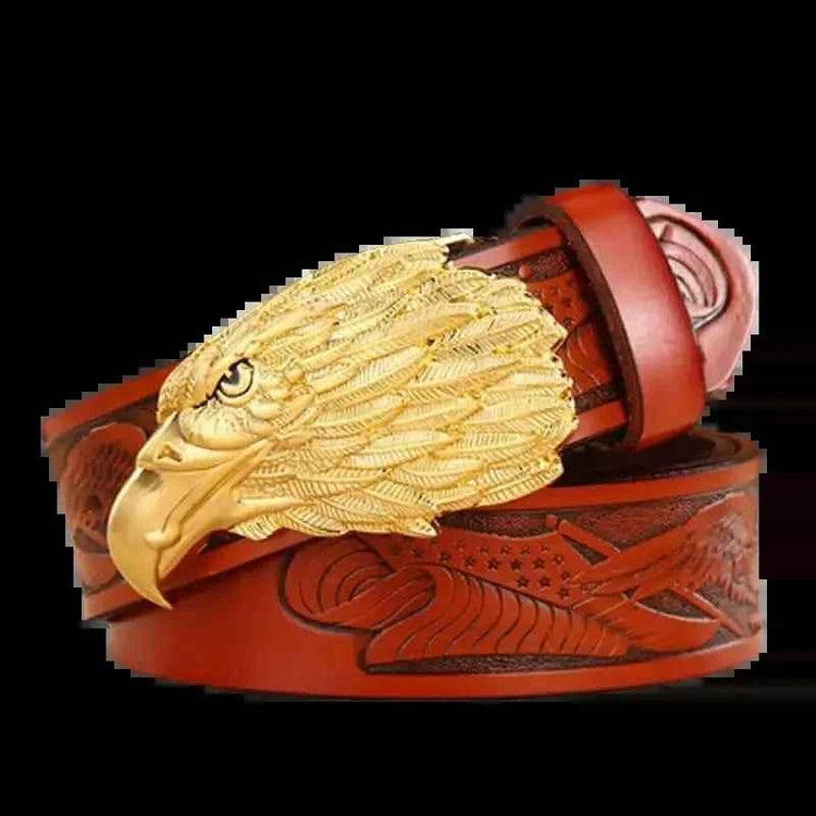 Brown Leather Eagle Belt Mens Fashion - GiFTiFY