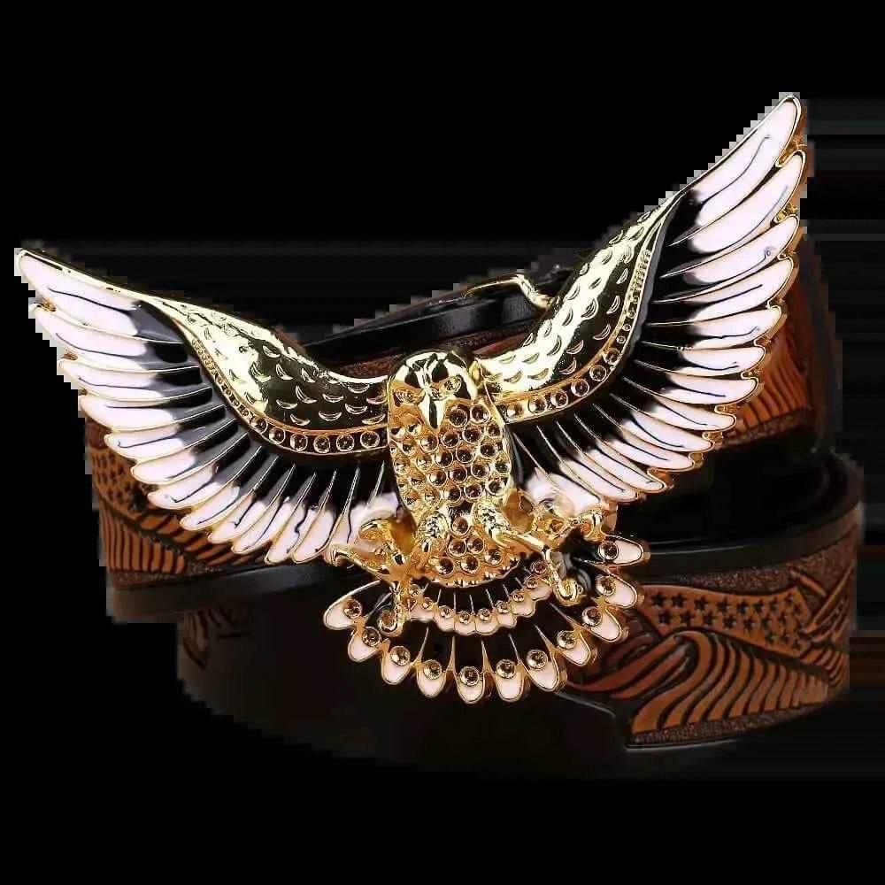 Brown Leather Eagle Belt Mens Fashion - GiFTiFY