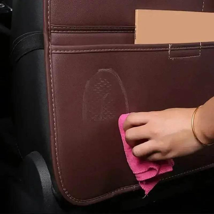 Brown Leather Car Seat Organizer Seametal Anti Kick Pad - GiFTiFY