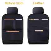 Brown Leather Car Seat Organizer Seametal Anti Kick Pad - GiFTiFY