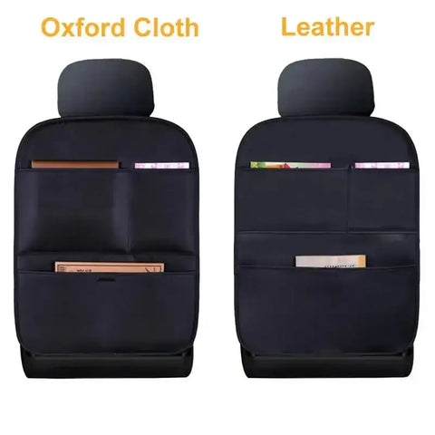 Brown Leather Car Seat Organizer Seametal Anti Kick Pad - GiFiFY