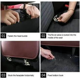 Brown Leather Car Seat Organizer Seametal Anti Kick Pad - GiFTiFY