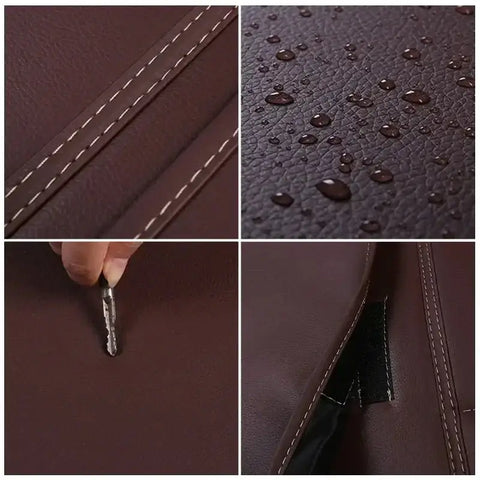 Brown Leather Car Seat Organizer Seametal Anti Kick Pad - GiFiFY