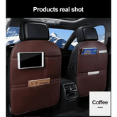 Brown Leather Car Seat Organizer Seametal Anti Kick Pad - GiFTiFY