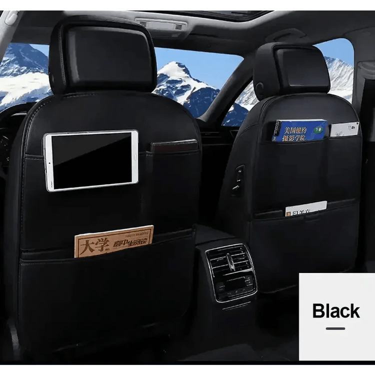 Brown Leather Car Seat Organizer Seametal Anti Kick Pad - GiFTiFY