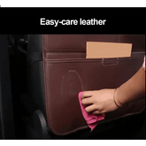 Brown Leather Car Seat Organizer Seametal Anti Kick Pad - GiFTiFY