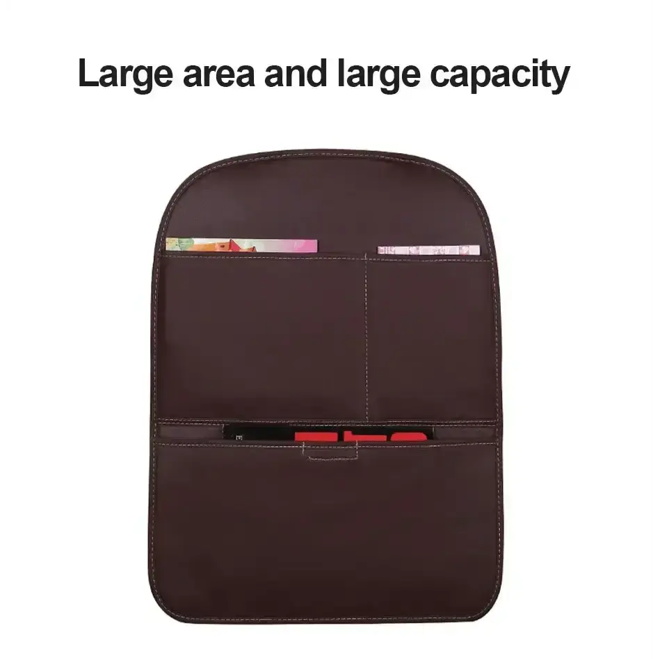 Brown Leather Car Seat Organizer Seametal Anti Kick Pad - GiFiFY