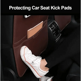 Brown Leather Car Seat Organizer Seametal Anti Kick Pad - GiFTiFY