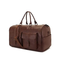 Brown Leather Duffel Bag Portable Garment Bag