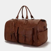 Brown Leather Duffel Bag Portable Garment Bag - GiFTiFY