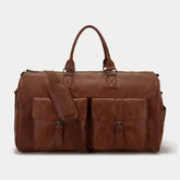 Brown Leather Duffel Bag Portable Garment Bag - GiFTiFY