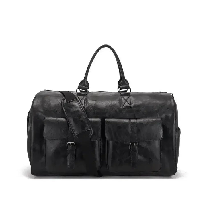 Brown Leather Duffel Bag Portable Garment Bag - GiFTiFY