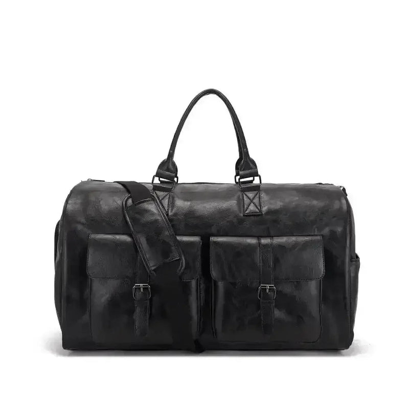 Brown Leather Duffel Bag Portable Garment Bag Trvel Garment Bag by CJ