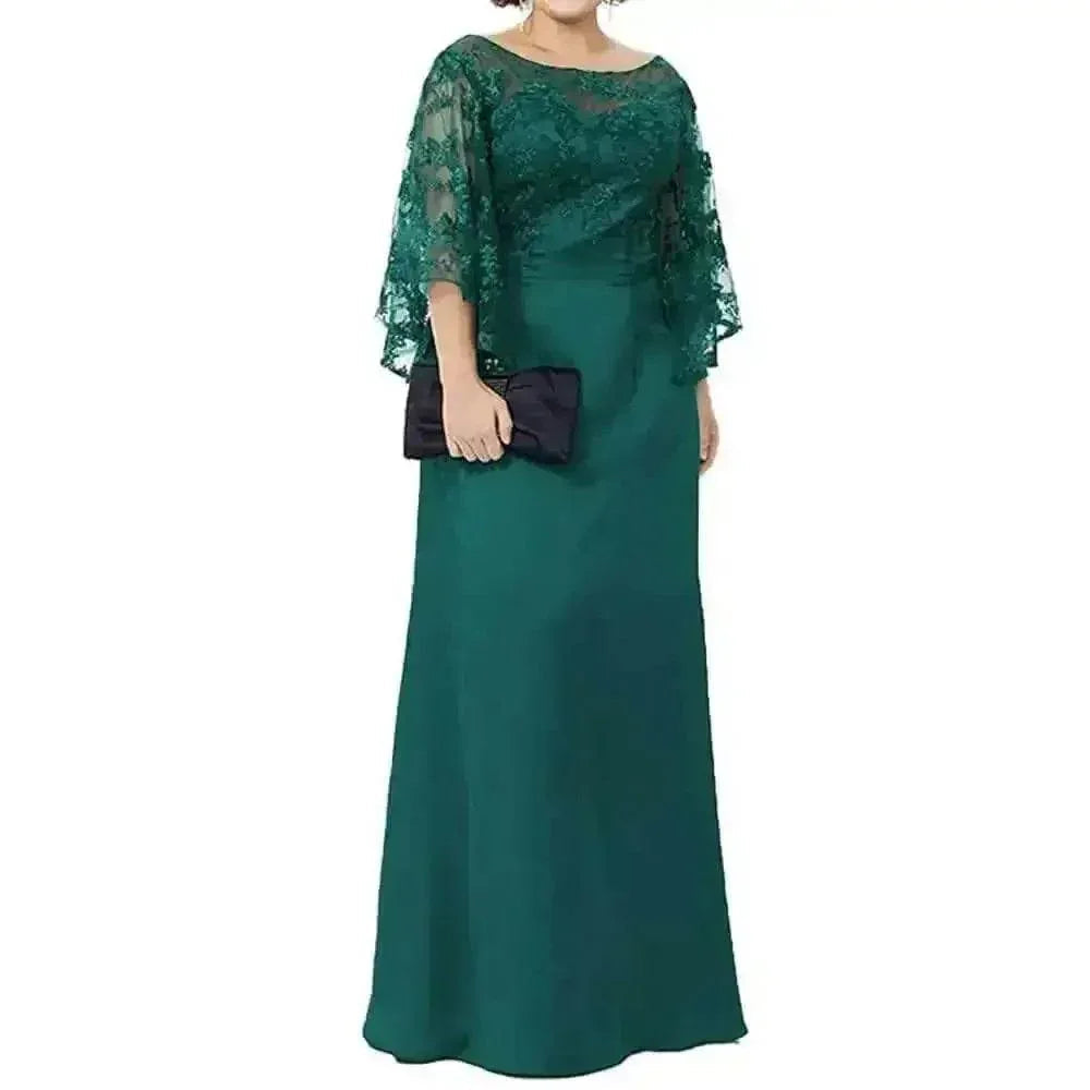 Burgundy Lace Evening Gown Long Sleeve Lace Bride Dress Floor Custom Size women's dresses by Dresspalace Store