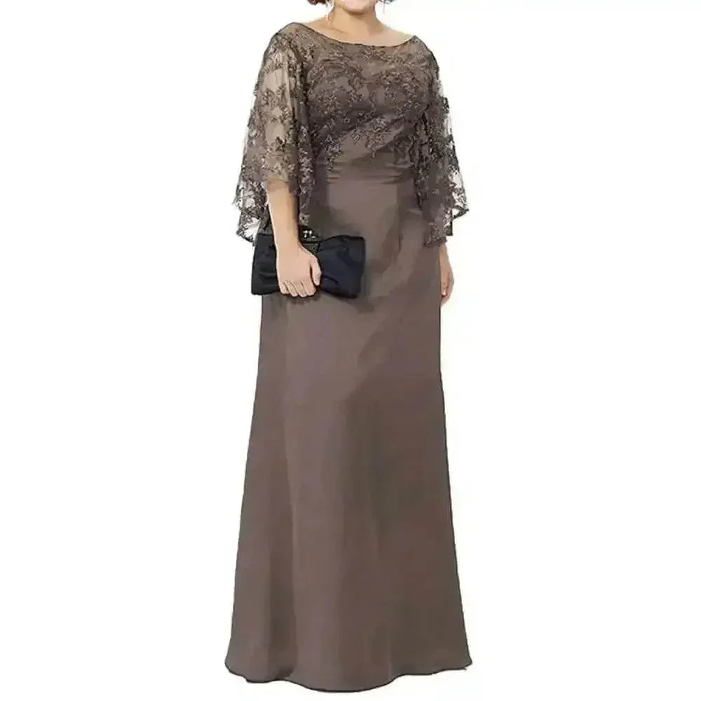 Burgundy Lace Evening Gown Long Sleeve Lace Bride Dress Floor Custom Size - GiFTiFY