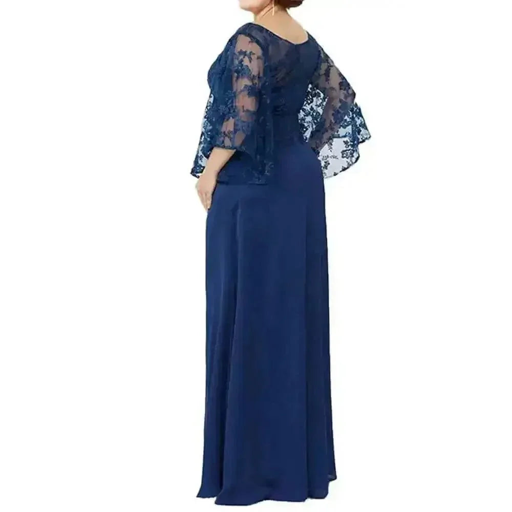 Burgundy Lace Evening Gown Long Sleeve Lace Bride Dress Floor Custom Size - GiFTiFY