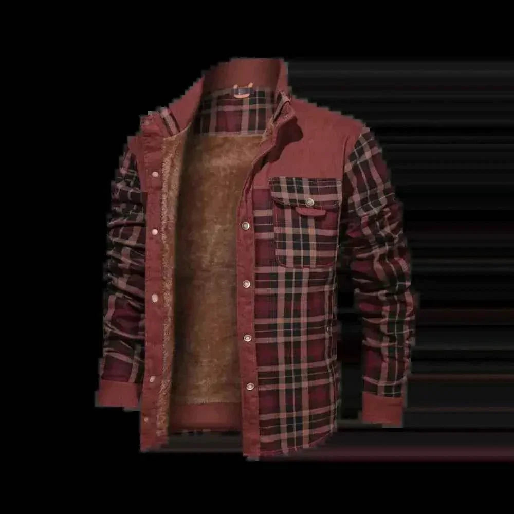 Burgundy Plaid Fleece Lined Flannel Shirt Coat - GiFTiFY