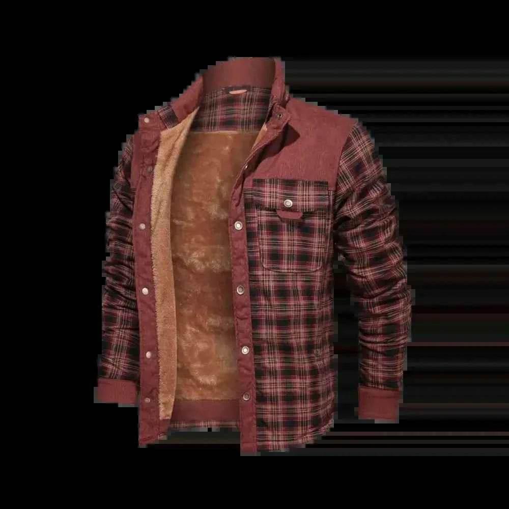 Burgundy Plaid Fleece Lined Flannel Shirt Coat - GiFTiFY