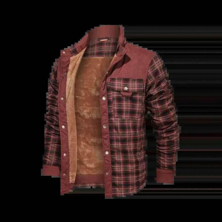 Burgundy Plaid Fleece Lined Flannel Shirt Coat - GiFTiFY
