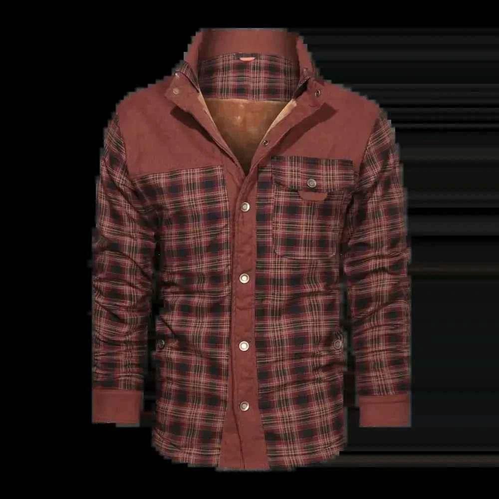 Burgundy Plaid Fleece Lined Flannel Shirt Coat - GiFTiFY