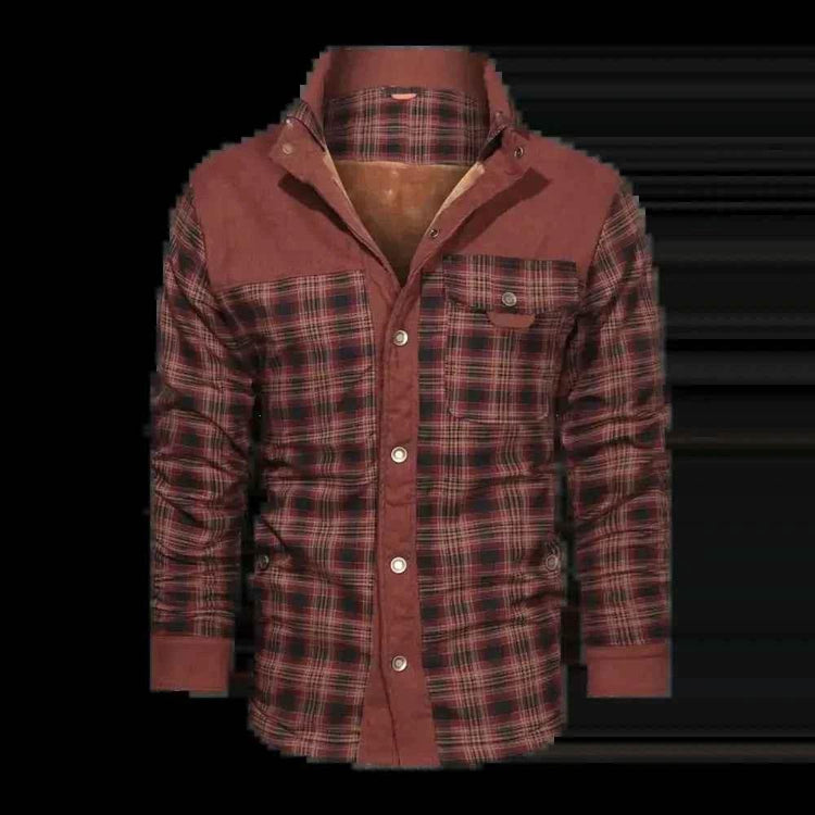 Burgundy Plaid Fleece Lined Flannel Shirt Coat - GiFTiFY