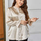 Plus Size Flounce Sleeve Band Collar Shirt - GiFTiFY