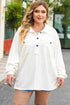 Plus Size Half Button Collared Neck Long Sleeve Blouse - GiFTiFY