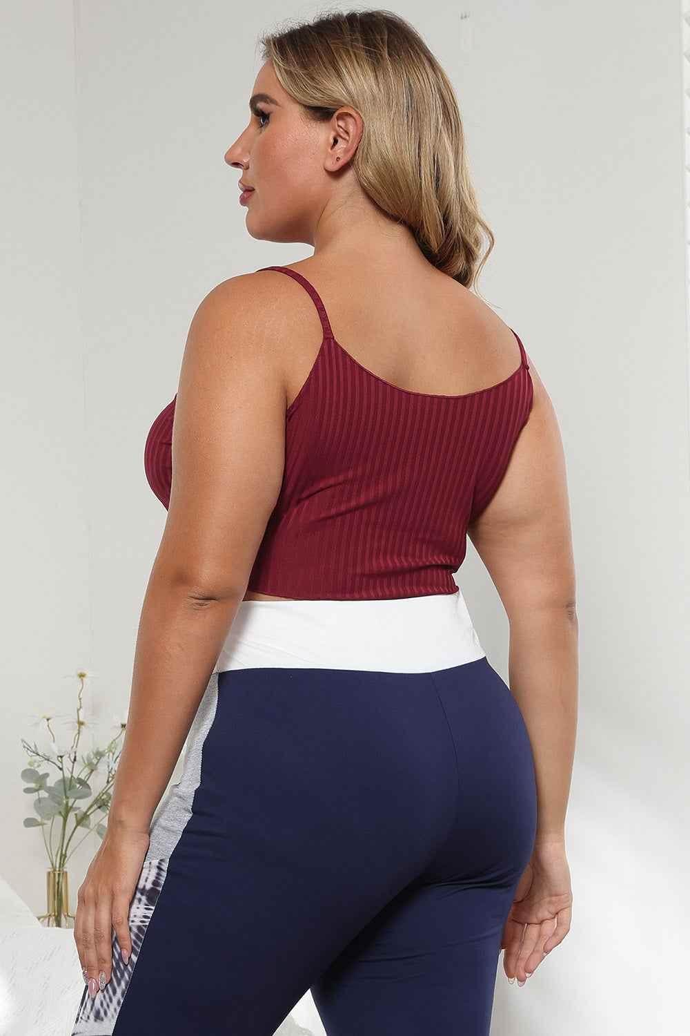 Plus Size Ribbed Spaghetti Strap Top - GiFTiFY