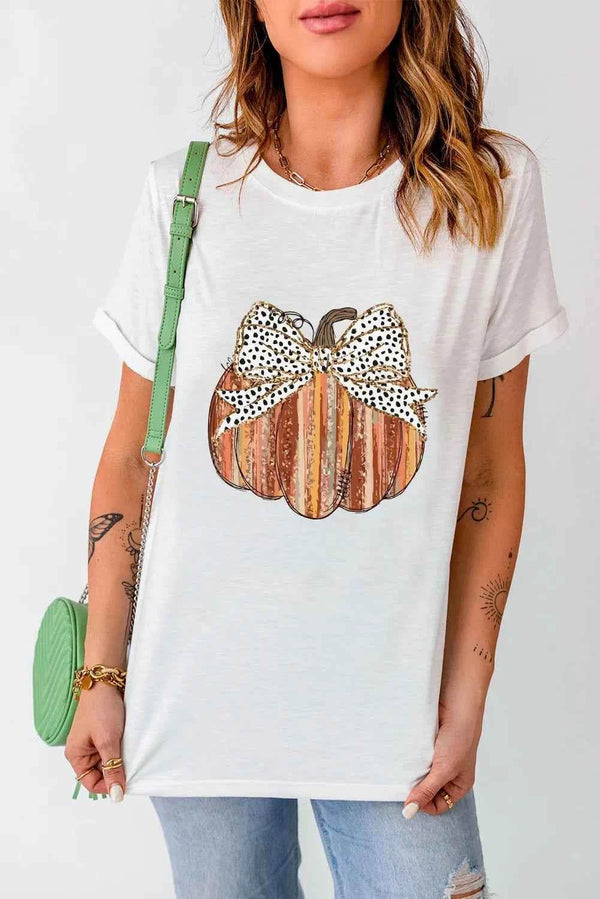 Full Size Pumpkin Round Neck Short Sleeve T-Shirt - GiFTiFY