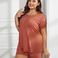 Plus Size Round Neck Short Sleeve Two-Piece Loungewear Set - GiFTiFY
