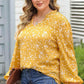 Plus Size Notched Neck Smocked Blouse - GiFTiFY