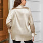 Plus Size Flounce Sleeve Band Collar Shirt - GiFTiFY