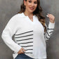 Plus Size Striped V-Neck Sweater - GiFTiFY