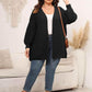Plus Size Open Front Dropped Shoulder Knit Cardigan - GiFTiFY