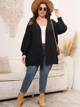 Plus Size Open Front Dropped Shoulder Knit Cardigan - GiFTiFY