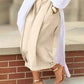 Plus Size Wide Leg Pleated Detail Cropped Pants - GiFTiFY