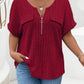 Plus Size Ribbed Half Zip Relaxed Fit T-Shirt - GiFTiFY