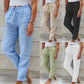 Women's Elastic Waist Solid Color Cotton Pants - GiFTiFY