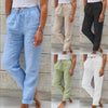 Women's Elastic Waist Solid Color Cotton Pants - GiFTiFY