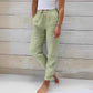 Women's Elastic Waist Solid Color Cotton Pants - GiFTiFY