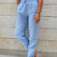 Women's Elastic Waist Solid Color Cotton Pants - GiFTiFY