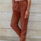 Women's Elastic Waist Solid Color Cotton Pants - GiFTiFY